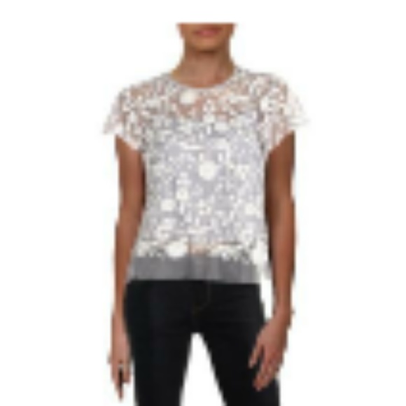 Aqua Tops - Aqua Lace Blouse with built in camisole